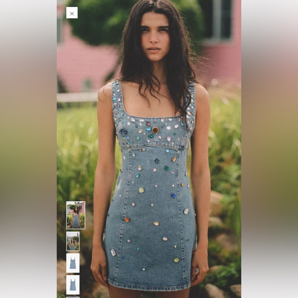 Zara TRF Jewel Denim Dress